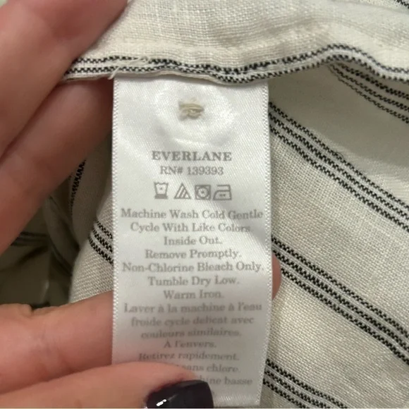 Everlane Linen Striped Boxy Button Down Short Sleeve Shirt - Picture 3 of 5